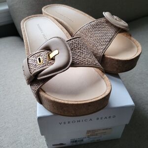Veronica Beard Beige Dixie Slide Sandals